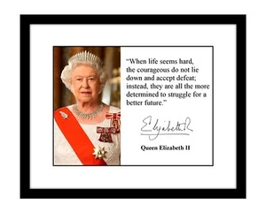 Queen Elizabeth II Signed photo 8x10 print in crown with famous quote UK royalty - Picture 1 of 2