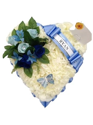 SILKY BOUQUETS LTD. Heart Silk Funeral Flower Artificial Tribute Wreath Memorial Mum Dad Son Nan