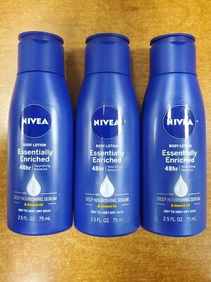 3 Pack: Nivea Essentially Enriched Body Lotion 2.5oz Travel Size Almond Oil E11E - Image 1 of 4