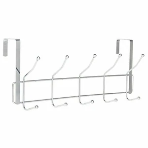 10 HOOK OVER THE DOOR HOOKS CHROME WASH ROOM COAT HANGER CLOTHES TOWEL STORAGE - Picture 1 of 1