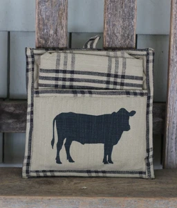 Pot Holder with Dishtowel Set Black Cow Plaid Towel Farmhouse Kitchen Decor - Picture 1 of 1