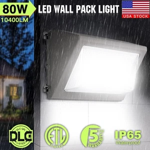 Dusk to Dawn 80W LED Wall Pack Light 10400LM 250W HPS/HID Equivalent 5000K ETL - Picture 1 of 10