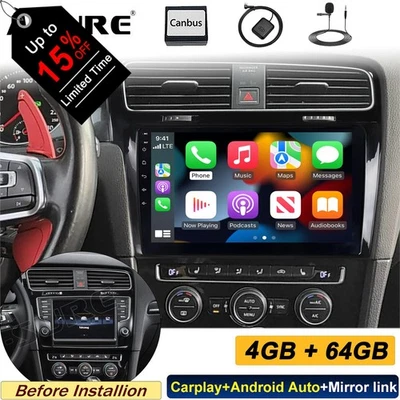 4+64GB Android 15 Autoradio Carplay RDS WiFi BT 5.4 GPS Navi Für VW Golf VII MK7 - Bild 1 von 4