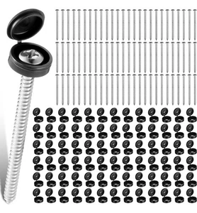 80 Set 3 Inch Shutter Screws and Caps Hinged Screw Covers with Plastic Black Cap - Picture 1 of 8