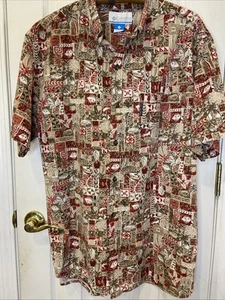 Columbia Sportswear Shirt Men XL Short Sleeve Button Down Fishing Print Tropical - Picture 1 of 8
