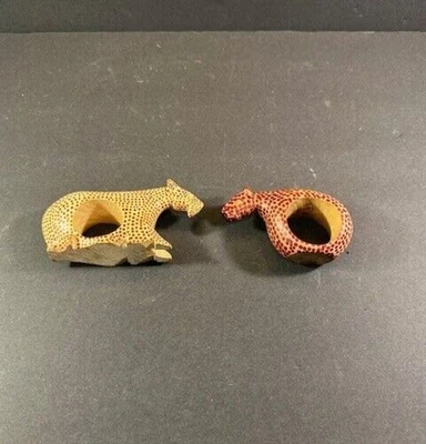 (2) Porta tovaglioli in legno con stampa animali gatto re (1- 2" x 4", 1- 2" x 5") - Immagine 1 di 2