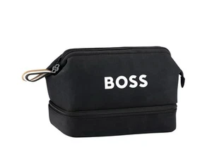 Hugo Boss Toiletry Shave Wash Bag Double Cases Travel Pouch Black NWT - Picture 1 of 9