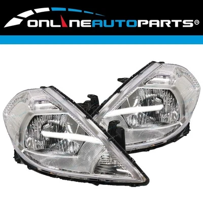 LH+RH Chrome HeadLights Pair for Nissan Tiida C11 Sedan/Hatch 2006-2009 L+R Set - image 1 of 4