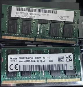 SK Hynix 64GB PC4-3200AA DDR4 SODIMM ECC Memory Lenovo Brand P1 P15 P17 ThinkPad - Picture 1 of 1