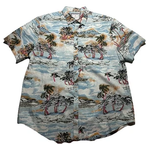 Denim & Flower neu ohne Etikett Herren Slim Fit Knopfleiste Hemd Hawaii SS XL KOSTENLOSER VERSAND - Bild 1 von 3