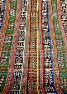Beautiful Guatemalan Ikat Handwoven Fabric Multicolored Primary & Black BTY - Picture 1 of 5