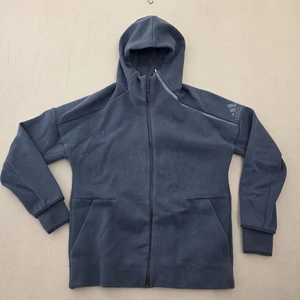 Adidas Mens ZNE Parley Primeknit Full Zip Hoodie Jacket Navy Blue Mens Large - Picture 1 of 21