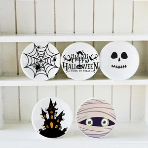 Miniature Halloween Ceramic Plates Set of 5 Spooky Dollhouse Decor 1:12 Scale - Picture 1 of 9