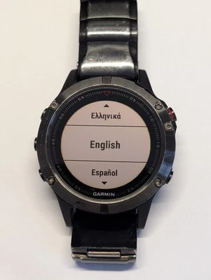 Garmin Fenix 5 47mm Edelstahlgehäuse mit schwarzem Band Multisport GPS-Uhr. - Bild 1 von 4