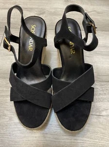 AUSVERKAUF!!!  NEU Sosandar schwarz Havanna Wildleder Espadrille Keile uvp £65,00 - Bild 1 von 5