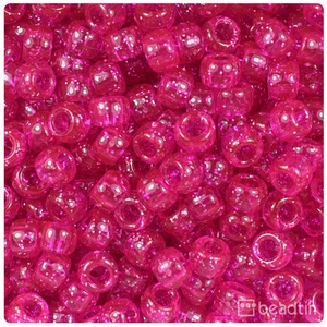 BeadTin Hellrosa Glitzer 9 mm Fass Pony Perlen (500 Stück) - Bild 1 von 1
