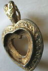 VINTAGE HEART GOLD PLATED SCARF CLIP, 4 CLEAR STONES, MISSING MAIN STONE, USED