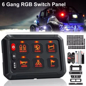 6 Gang Switch Panel Dimmable RGB LED Light Bar Controller 12V/24V For Truck ATV - Picture 1 of 10