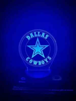 3D LED illusion Dallas Cowboys Dak USB 7Color Table Night Light Lamp Bedroom - Image 1 of 3