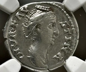 Cetro antorcha Ceres Diva Faustina Sr. AR Denarius AD 138-140/1 NGC Ch F - Imagen 1 de 4