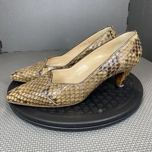 Tanino Crisci Kitten Heels Damen 8 38 1/2 braun Schlangenleder spitz zulaufend - Bild 1 von 14