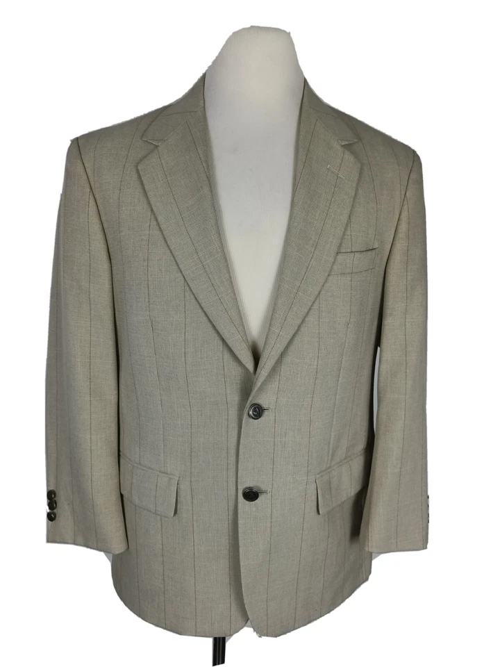 Haband Executive мужской размер 40с Biege заколка полоски 100% поли спортивное пальто B41 - Изображение 1 из 4