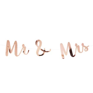 Mr & Mrs Girlande Banner 1,5m Roségold für Hochzeit Feier Party Deko Dekoration - Bild 1 von 1