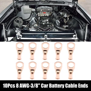 10pcs 8 AWG-3/8" Car Battery Cable Ends Tubular Ring Terminals Copper Tone - Picture 1 of 6