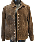 Vtg. Christopher & Banks Pig Leather Jacket Lg. Suede w/ Metal Snaps Pre-owned 