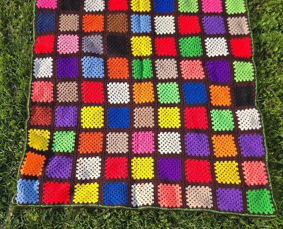 Granny Cuadrado Multicolor Crochet Afgano Ventana Grande Colorido 87"x80" De Colección Foto 1 de 4