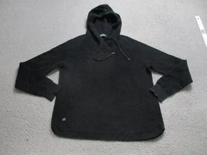 Lauren Ralph Lauren Sweater Womens Large Black Hoodie Knit Long Sleeve Drawstrin - Picture 1 of 9