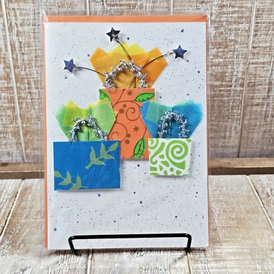 Paper Magic Greeting Card Multi Occasion Orange Silver Stars Gifts 3D Blank - Image 1 of 4