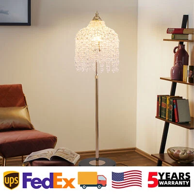 63" 3 Light Vintage Crystal Floor Lamp LED Gold Waterfall Design for Living Room - Image 1 of 4