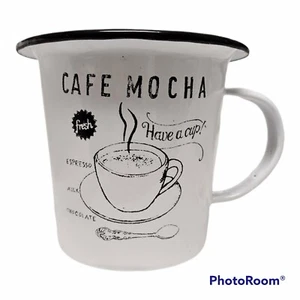 Farmhouse Style Enameled Metal Mug Hearthside Collection Decorative Use White - Picture 1 of 2