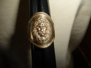 925 DYADEMA ITALIEN LÖWENKOPF SIEGEL GOLDFARBEN Gr. 7 1/2 RING #7/14 B - Bild 1 von 7