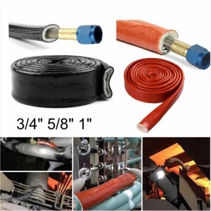 1/2" 5/8''  3/4" 1"  Heat Shielded Fire Thermo Armor Fire Sleeve Silicone Coated - Picture 1 of 20