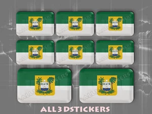 8 x 3D Stickers Resin Domed Flag Rio Grande do Norte - Adhesive Decal Vinyl - Bild 1 von 1