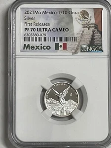 2021-Mo Mexico - Libertad 1/10 Onza Silver Proof - NGC PF70UC First Release !! - Picture 1 of 2