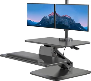 Standing Desk Converter, Stand up Desk Riser with Dual Monitor Mount, Adjustable - Picture 1 of 9