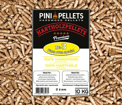 PINI Hartholzpellets №3 Pizza Oven Special 10Kg Grillpellets BBQ Pellets