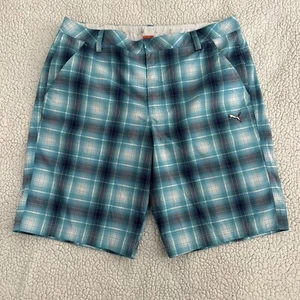 Puma Mens Size 36 Golf Shorts DryCell Blue Plaid Tech Flat Front Performance - Picture 1 of 6