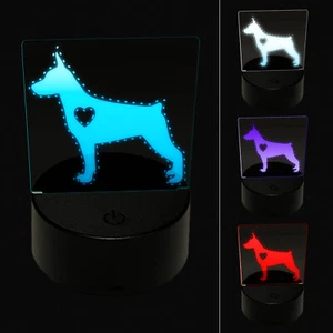 Miniature Pinscher Min Pin Dog with Heart 3D Illusion LED Night Light Sign Lamp - Picture 1 of 6