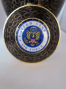 USAF AIR FORCE LOGO adult 190 LB cloisonne black onyx bronze urn - Picture 1 of 5