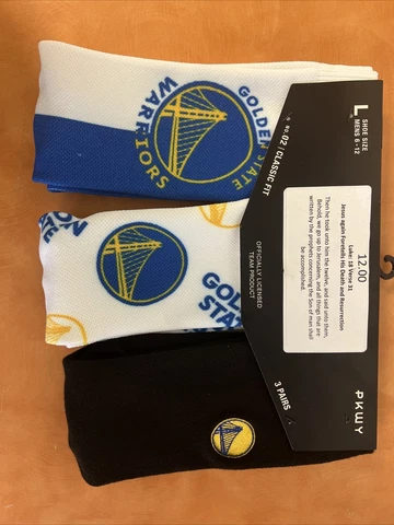 GOLDEN STATE WARRIORS SOCKS SIZE LARGE 3 PAIR Cover