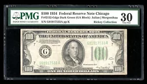 DBR 1934 $100 DGS FRN Chicago Fr. 2152-Gdgs PMG 30 Serial G01917533A - Picture 1 of 2
