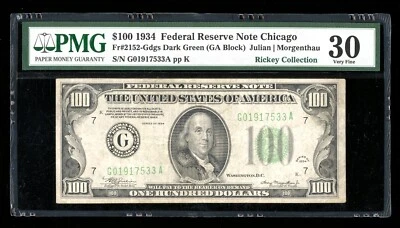 DBR 1934 $100 DGS FRN Chicago Fr. 2152-Gdgs PMG 30 Serial G01917533A - Image 1 of 2