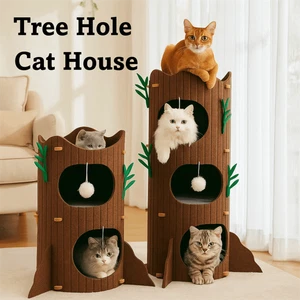2 Floors/3 Floors Tree Hole Cat Bed Scratching/Sleeping/Playing - Picture 1 of 13