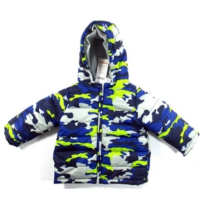 Gymboree Boys Hooded Puffer Coat Blue Camoflauge Winter Jacket Youth (12-24mo) - Picture 1 of 4