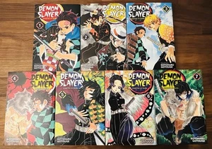 Lot of 7 Demon Slayer Kimetsu No Yaiba Vol. 1-7 English Manga Koyoharo Gotouge - Picture 1 of 6