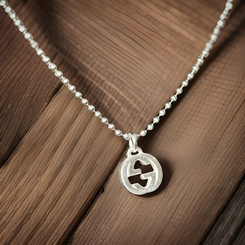 Collana Gucci in argento sterling 925 con logo GG ad incastro dichiarazione #239